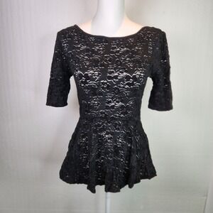 Free People Black Lace Babydoll Top Scoop Back Size M Balletcore Dark Fairy